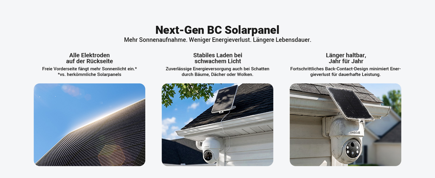 ANSQUE Solar-Akkukamera-Set mit vier schwenkbaren 2K-Kameras und Basisstation – Detail 10