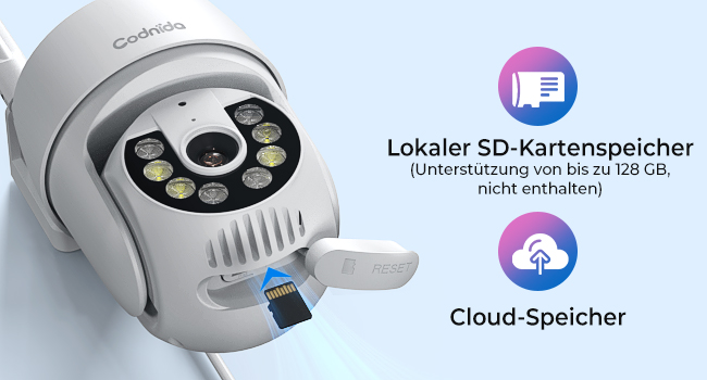 Codnida 2K WLAN Aussenkamera in Weiss, schwenkbar, mit Scheinwerfer und Sirene – Detail 11