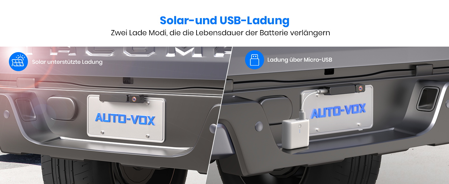 AUTO-VOX Solar3A Plus Funk-Rückfahrkamera mit Solarpanel und 5-Zoll-Monitor – Detail 9