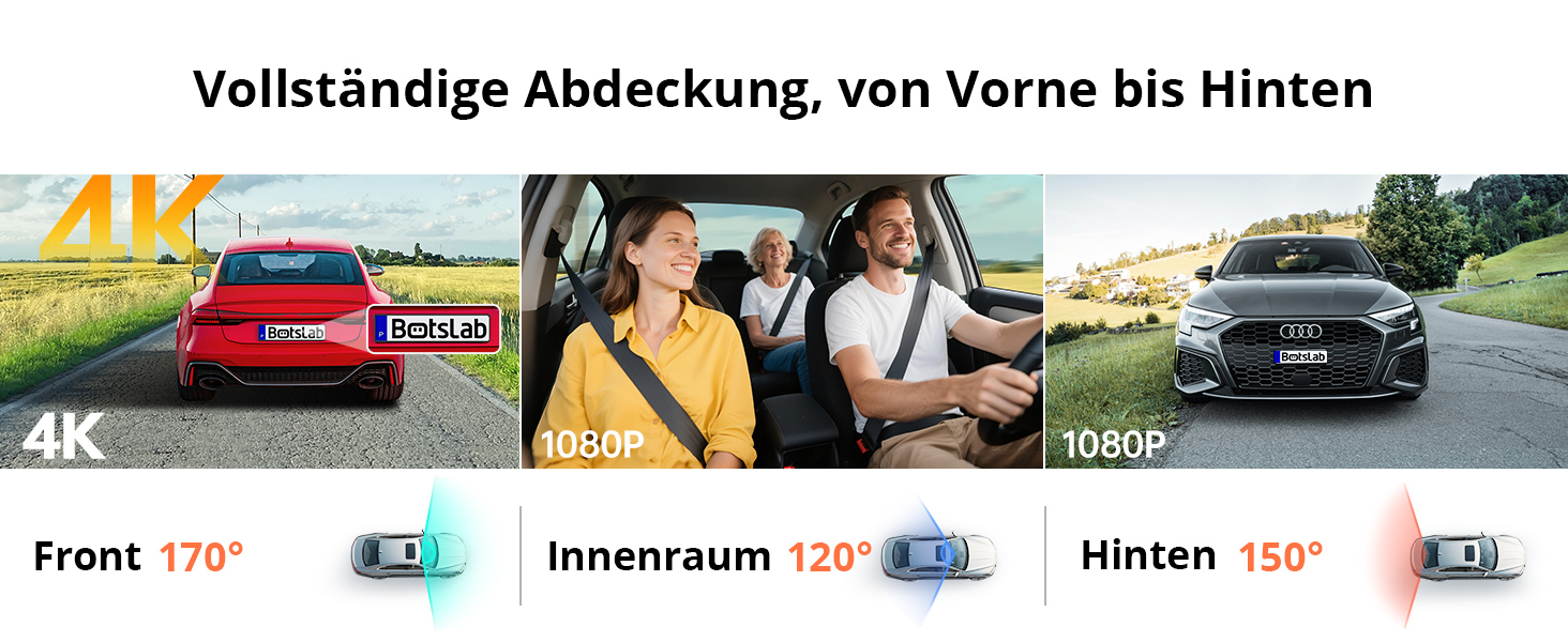 BOTSLAB 3-Kanal-Dashcam mit Innenraumkamera – Detail 3