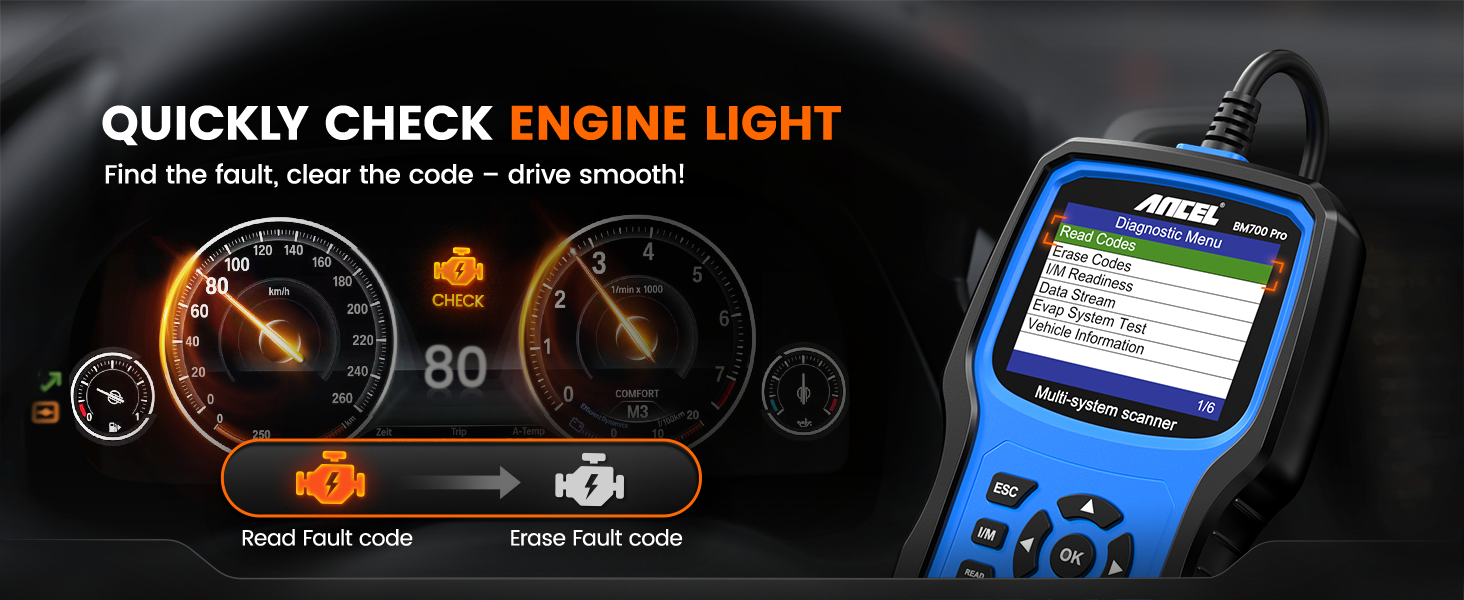 Handgerät ANCEL BM700Pro zur Fahrzeugdiagnose mit Display, Frontansicht. – Detail 6
