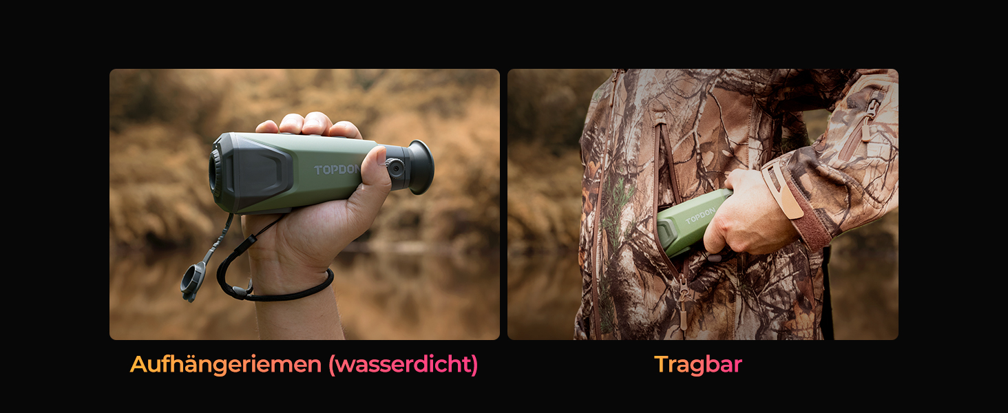 Grünes Wärmebild-Monokular TOPDON TS004 mit Okular auf der Rückseite und Objektiv an der Front. – Detail 8