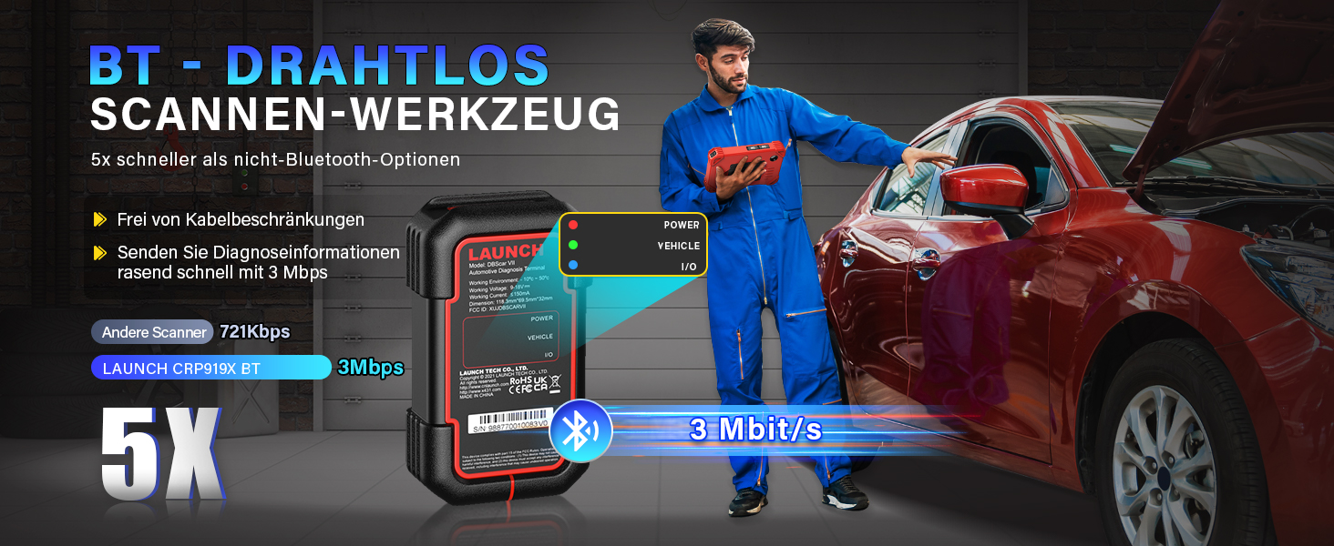 LAUNCH X431 CRP919X BT Diagnosetablet mit 7-Zoll-Display und DBSCar-VII-Bluetooth-Stecker. – Detail 3