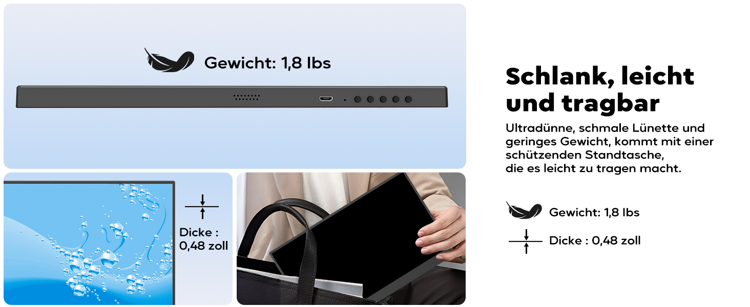 HONGO tragbarer 4K-Monitor mit 17,3 Zoll Display und magnetischer Schutzhülle als Aufsteller – Detail 7