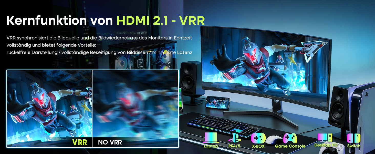 Amzfast AMZG34C5Q Pro 34-Zoll-Ultrawide-Monitor, 1500R gebogen, auf höhenverstellbarem Standfuss – Detail 14