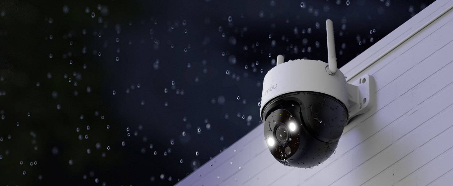 Imou Cruiser 2C schwenkbare Aussenkamera in Weiss mit Scheinwerfern und zwei Antennen – Detail 14