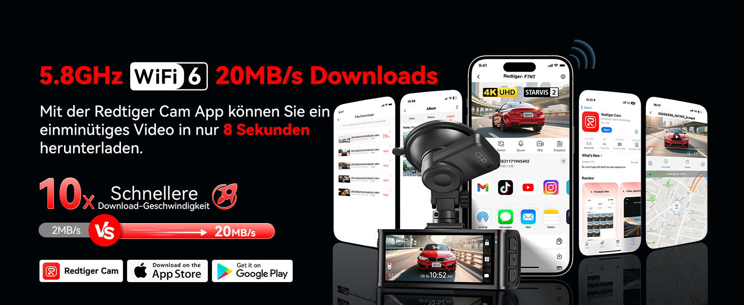 REDTIGER F7N Touch Dashcam mit Touchscreen und separater Heckkamera – Detail 8