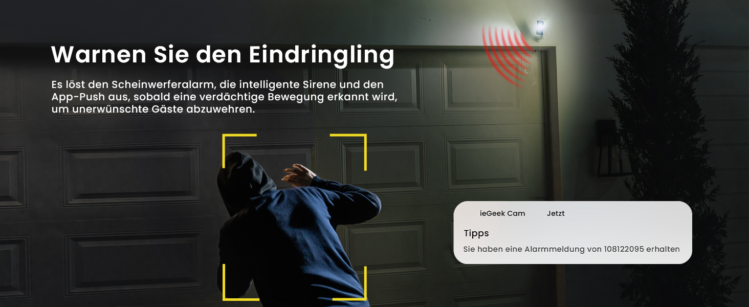 ieGeek ZS-GX3S Akku-Überwachungskamera in Schwarz mit Objektiv, Weisslicht und PIR-Sensor – Detail 7