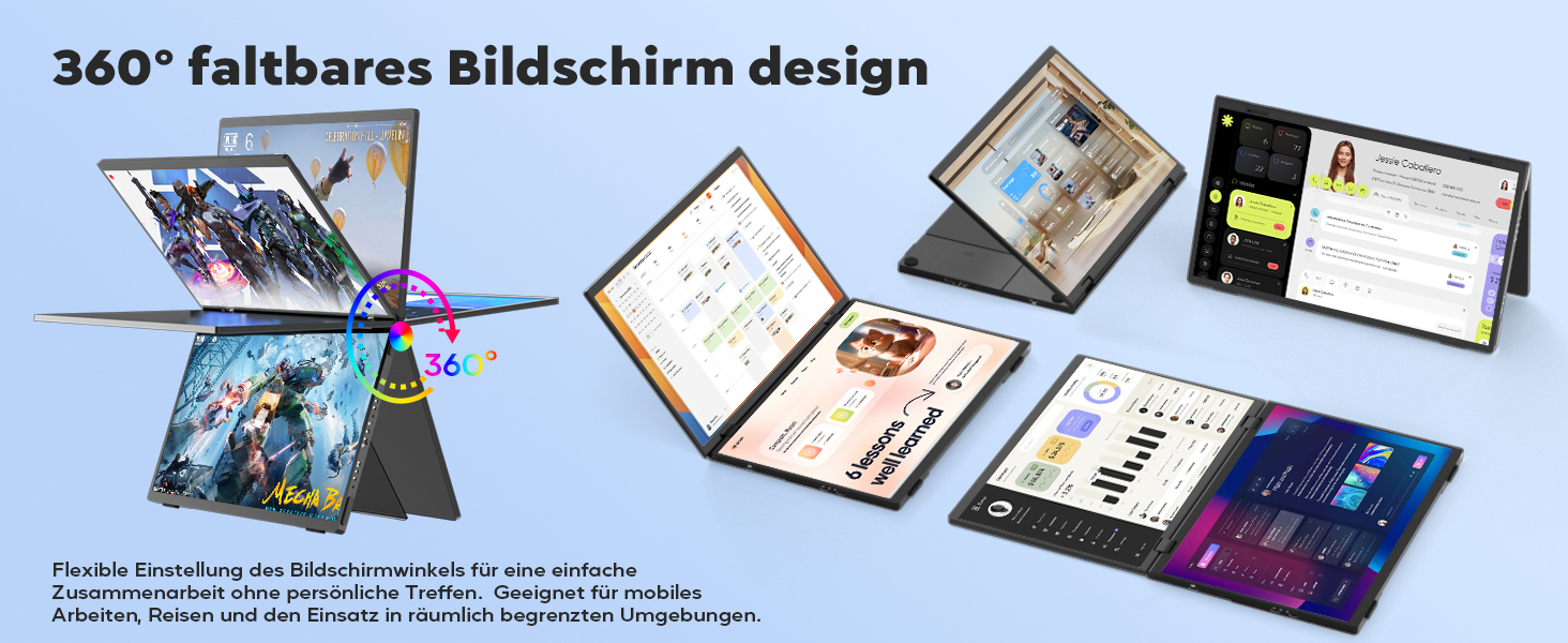 HONGO S156P30D: tragbarer 15,6-Zoll-Bildschirm in Graphitschwarz, aufgestellt in Frontansicht. – Detail 7