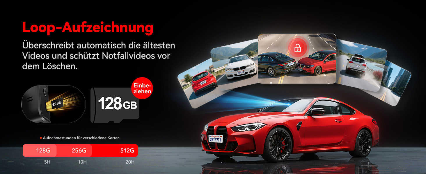 REDTIGER F7N Touch Dashcam mit Touchscreen und separater Heckkamera – Detail 9
