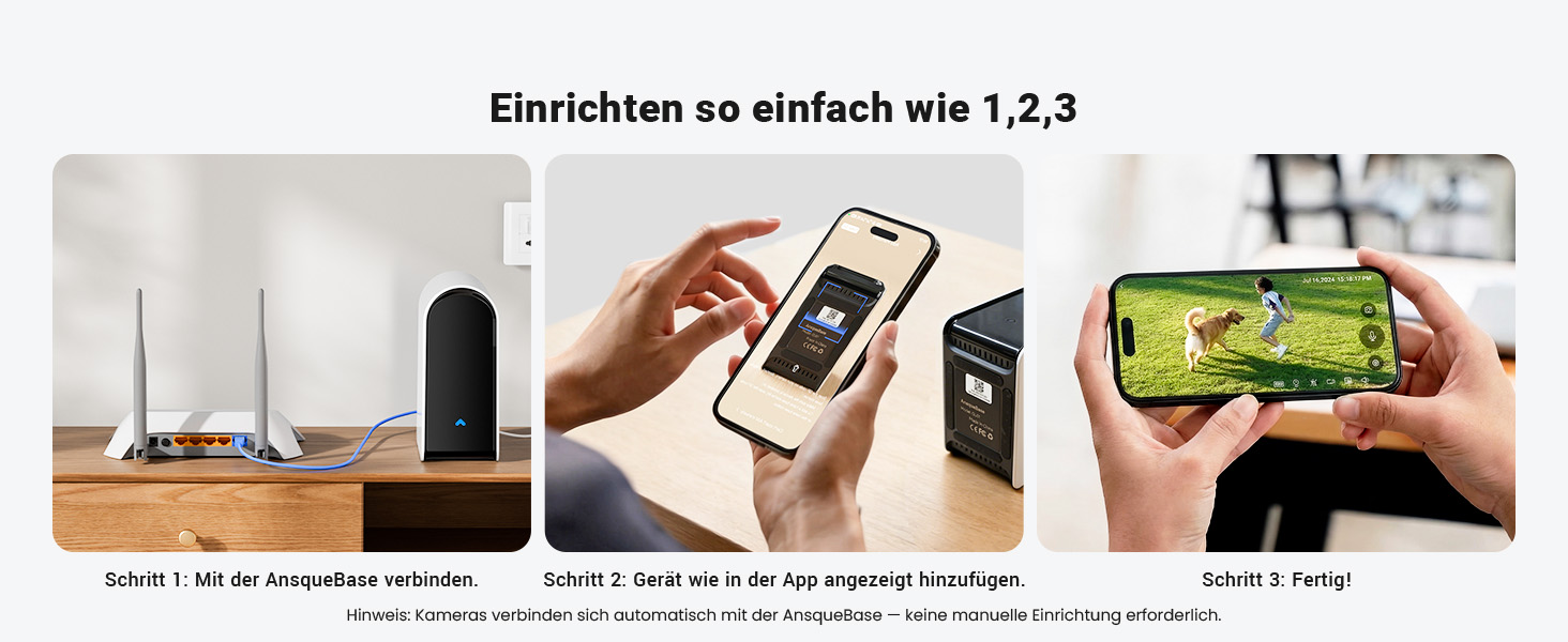 ANSQUE Solar-Akkukamera-Set mit zwei schwenkbaren 2K-Kameras und Basisstation – Detail 13