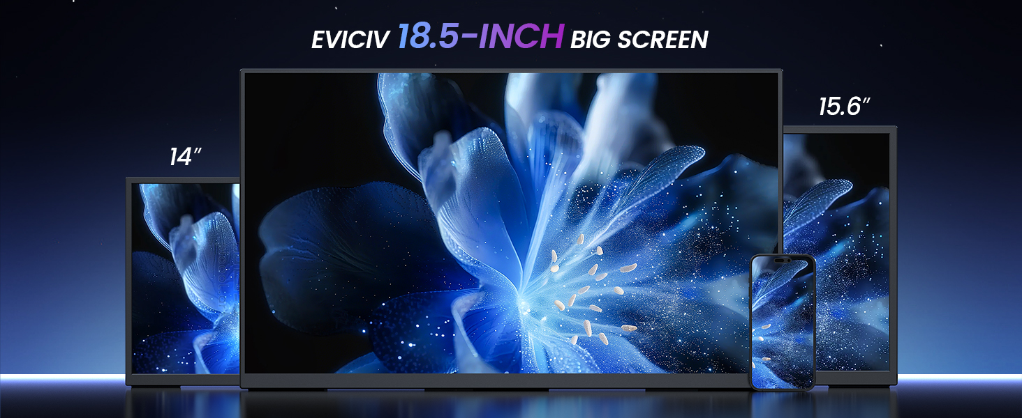 EVICIV tragbarer Monitor mit 18,5 Zoll Full-HD-Display, ausgeklapptem Ständer und gepolsterter Transporthülle – Detail 7