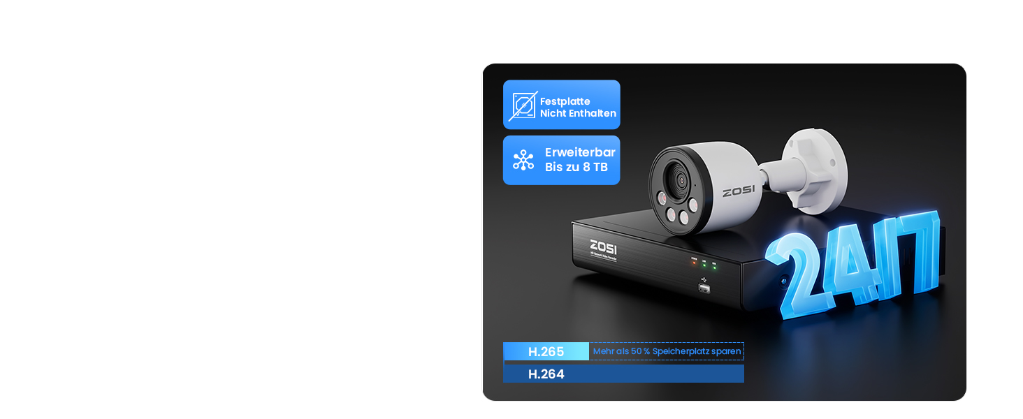 ZOSI C180 PoE Überwachungsset mit 8-Kanal-Netzwerkrekorder und vier Aussenkameras mit 8 Megapixel – Detail 10