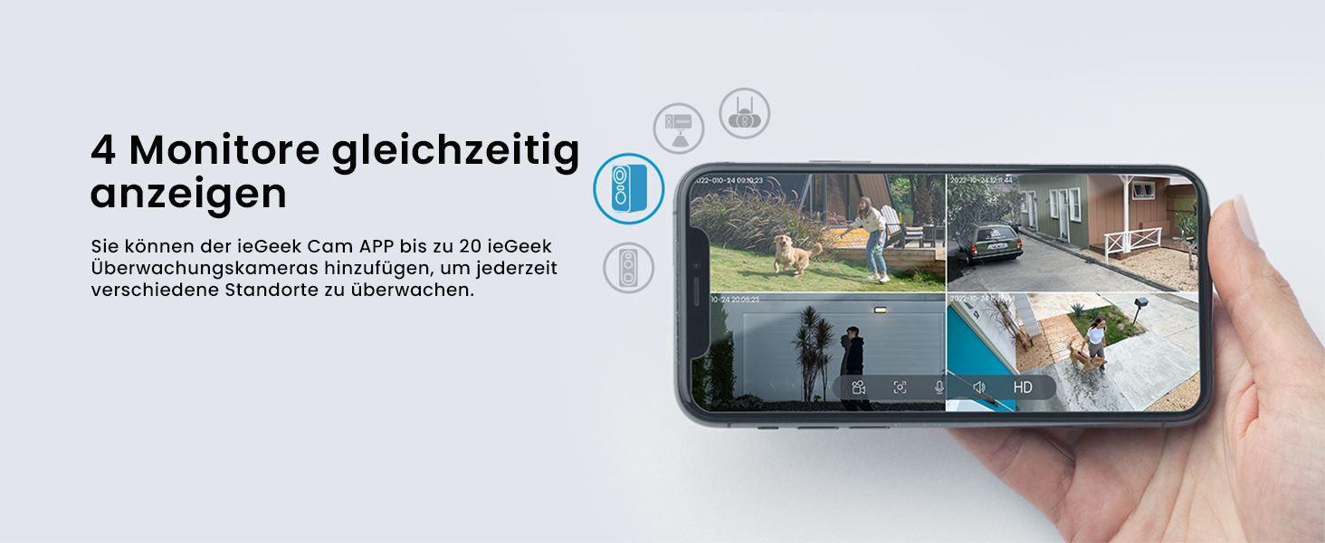 ieGeek ZS-GX3S Akku-Überwachungskamera in Schwarz mit Objektiv, Weisslicht und PIR-Sensor – Detail 9