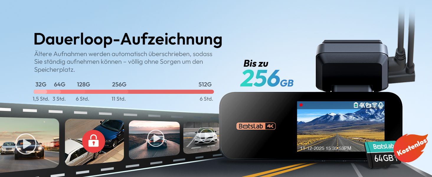 BOTSLAB G980H Dashcam 4K vorne und 2K hinten – Detail 7