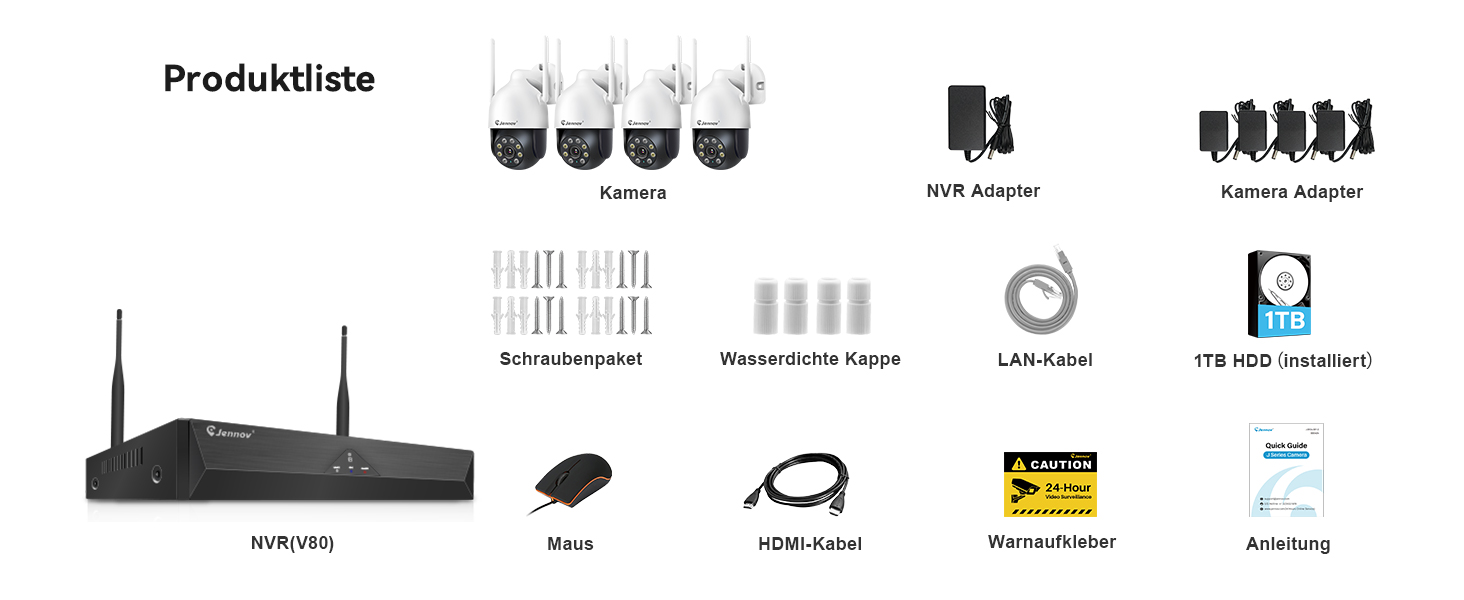 Jennov WLAN-Überwachungsset mit vier schwenkbaren 5-MP-PTZ-Kameras und automatischer Verfolgung – Detail 12