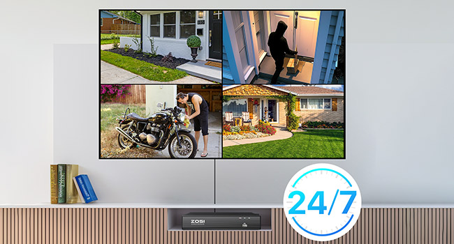 ZOSI C225 PoE-Überwachungsset mit vier 5-MP-Dome-Kameras und 8-Kanal-Rekorder mit 2 TB – Detail 12
