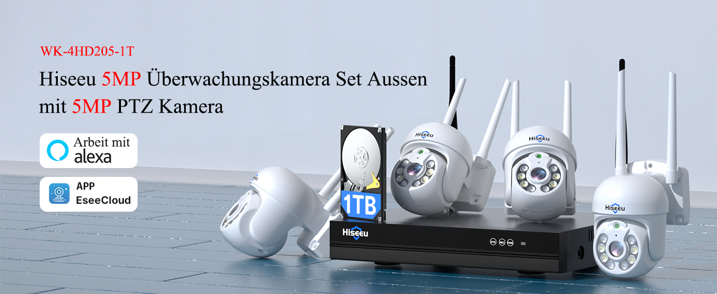 Hiseeu 5MP WLAN-Überwachungsset mit PTZ-Kameras und NVR – Detail 2
