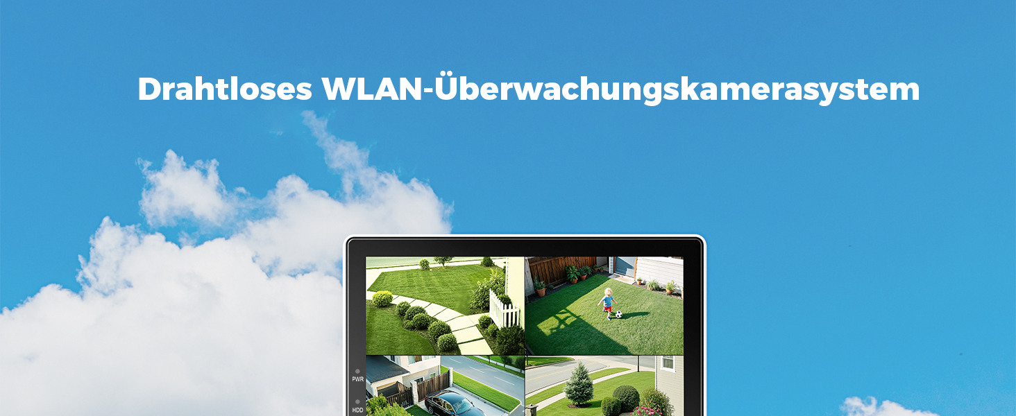 Hiseeu WLAN-Überwachungsset mit vier schwenkbaren 5-MP-PTZ-Kameras und 10-Zoll-Monitor – Detail 2