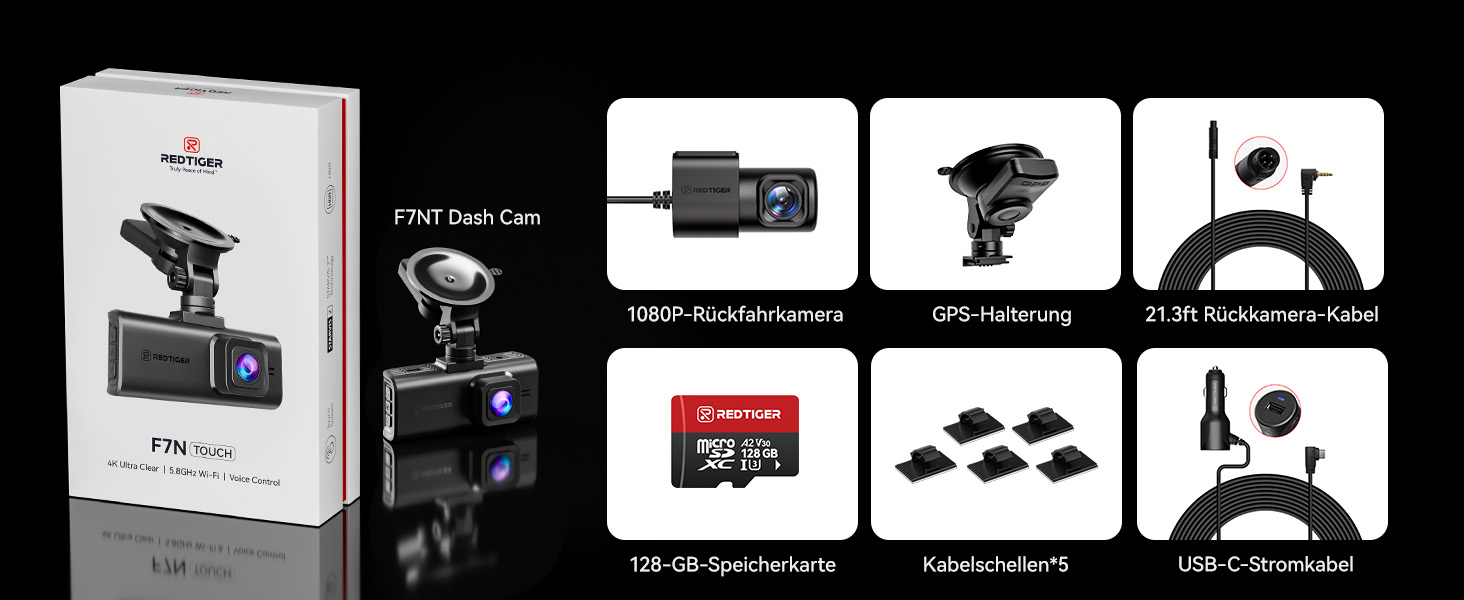 REDTIGER F7N Touch Dashcam mit Touchscreen und separater Heckkamera – Detail 13