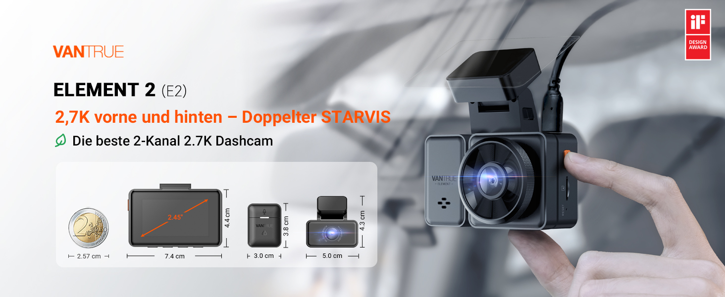VANTRUE E2 Dashcam mit zwei 2,7K-Kameras – Detail 2