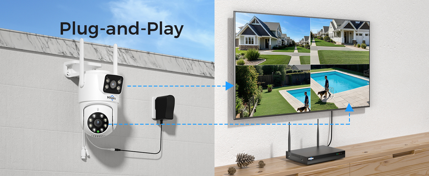 Hiseeu 3MP WLAN-Überwachungsset mit Dual-Objektiv-Kameras – Detail 3