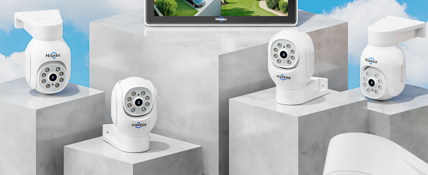 Hiseeu WLAN-Überwachungsset mit vier schwenkbaren 5-MP-PTZ-Kameras und 10-Zoll-Monitor – Detail 3