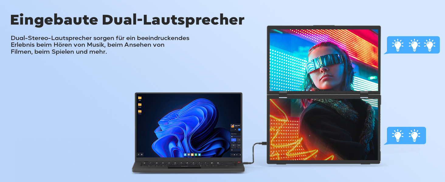 HONGO S156P30D: tragbarer 15,6-Zoll-Bildschirm in Graphitschwarz, aufgestellt in Frontansicht. – Detail 12