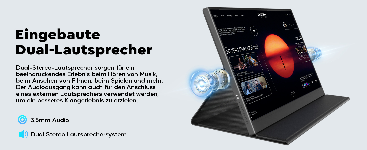 HONGO tragbarer 4K-Monitor mit 17,3 Zoll Display und magnetischer Schutzhülle als Aufsteller – Detail 13