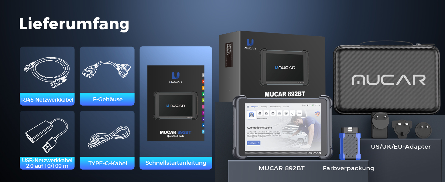 MUCAR 892BT OBD2-Diagnosegerät mit 8-Zoll-Tablet, Bluetooth-Dongle und Zubehör – Detail 18