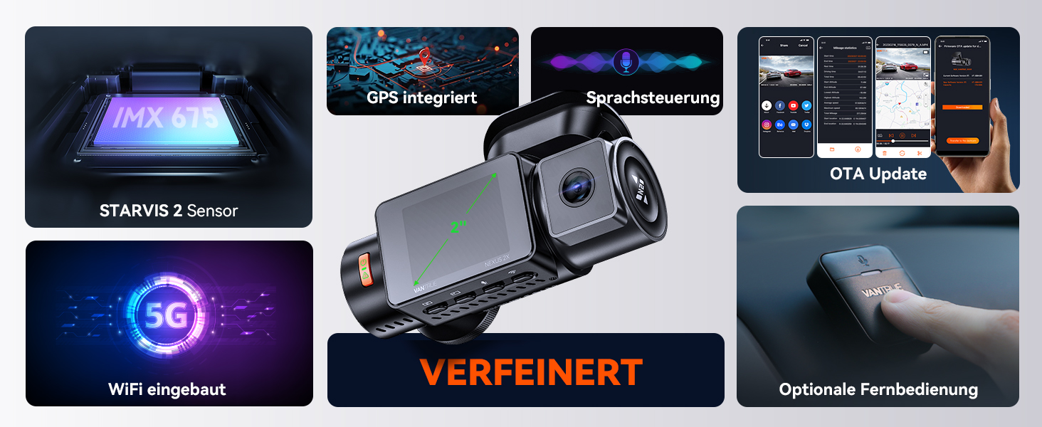 VANTRUE N2X Dashcam vorne und Innenraum mit Infrarot – Detail 3