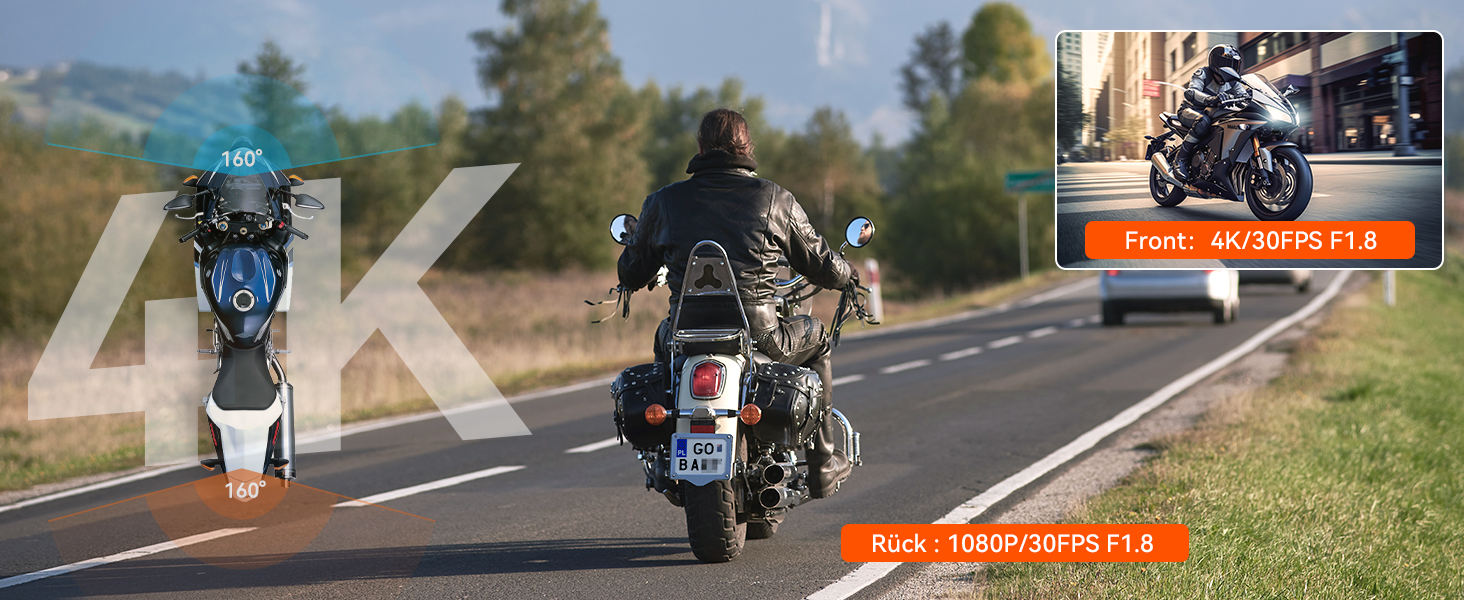 VANTRUE F1 Motorrad-Dashcam 4K wasserdicht – Detail 3