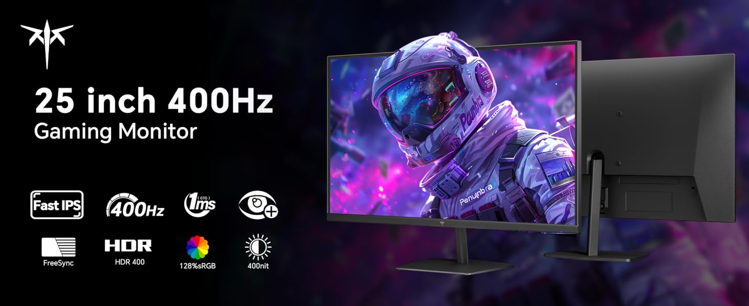 KTC H25X7 Gaming-Monitor mit 24,5 Zoll in Grau, schmaler Rahmen und Standfuss, Frontansicht – Detail 2