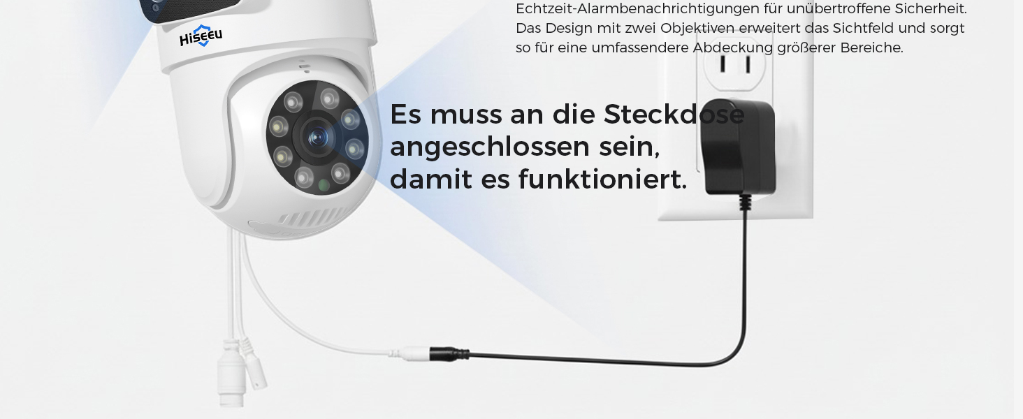 Hiseeu 3MP WLAN-Überwachungsset mit Dual-Objektiv-Kameras – Detail 5