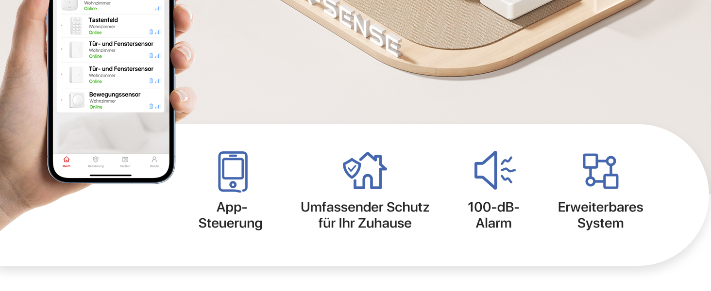 X-Sense AS12 Alarmanlage-Set mit Basisstation, Bedienfeld, Sensoren und Bewegungsmeldern – Detail 3