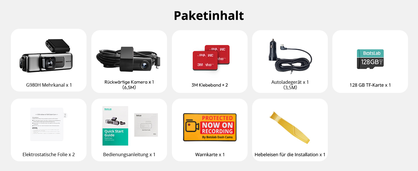 BOTSLAB 3-Kanal-Dashcam mit Innenraumkamera – Detail 11