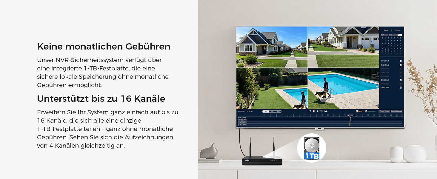 Hiseeu 3MP WLAN-Überwachungsset mit Dual-Objektiv-Kameras – Detail 6