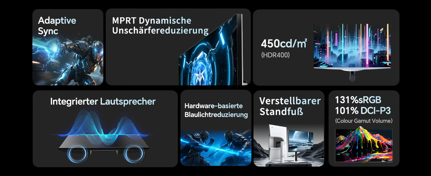 KTC H27T6: weisser 27-Zoll-Gaming-Monitor auf höhenverstellbarem Standfuss, Frontansicht. – Detail 4