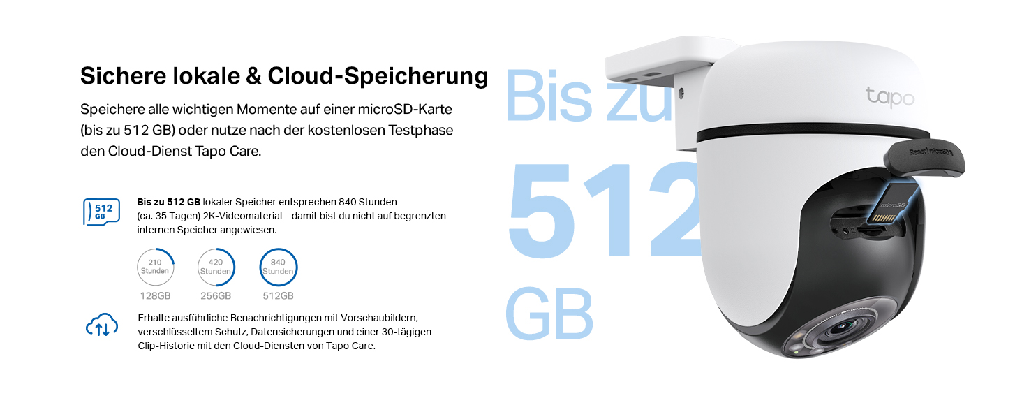 Tapo C51A Überwachungskamera in Weiss mit schwenkbarem Kamerakopf und Montagefuss – Detail 9