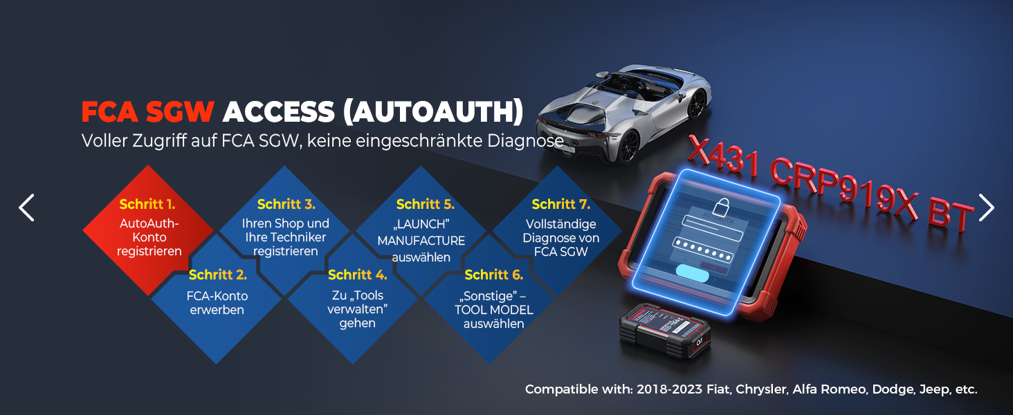 LAUNCH X431 CRP919X BT Diagnosetablet mit 7-Zoll-Display und DBSCar-VII-Bluetooth-Stecker. – Detail 13