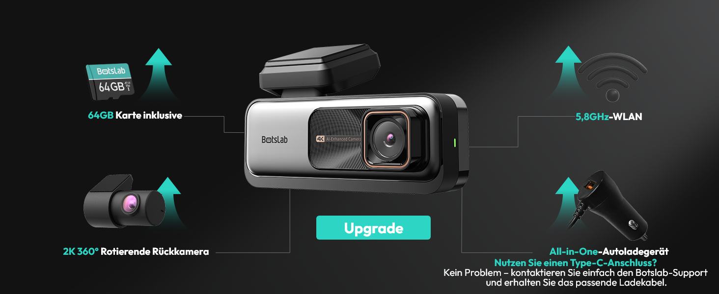 BOTSLAB G980H Dashcam 4K vorne und 2K hinten – Detail 14