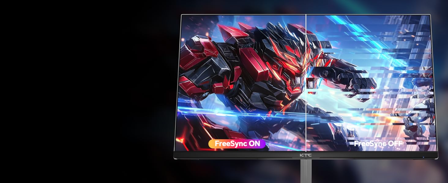 KTC H25X7 Gaming-Monitor mit 24,5 Zoll in Grau, schmaler Rahmen und Standfuss, Frontansicht – Detail 5