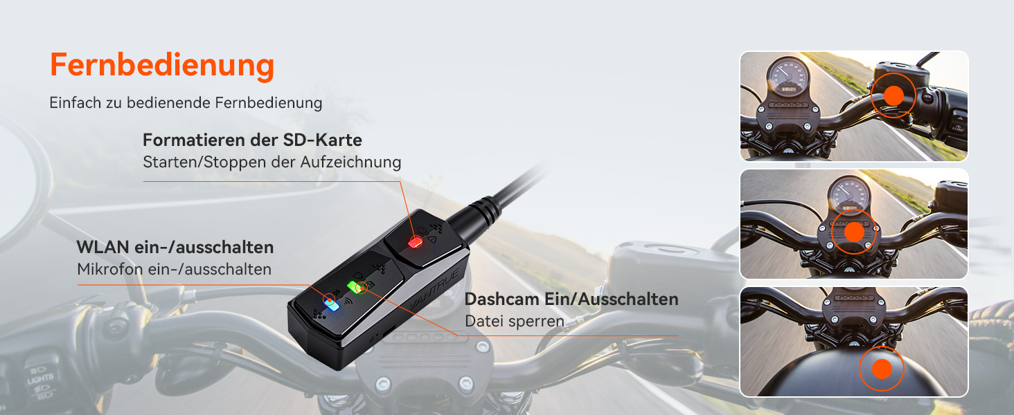 VANTRUE F1 Motorrad-Dashcam 4K wasserdicht – Detail 7