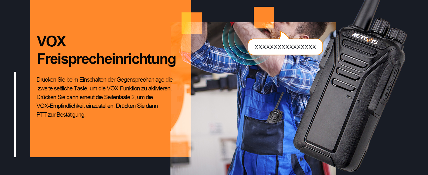 Sechs schwarze Retevis RT27 Handfunkgeräte mit Gürtelclips neben dem Sechs-Wege-Ladegerät. – Detail 8