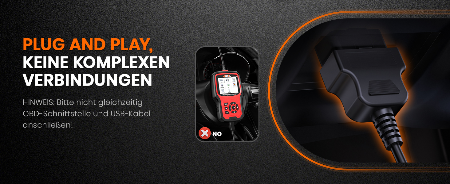 ANCEL VD700Pro Diagnosegerät mit Anzeige und OBD2-Stecker – Detail 5