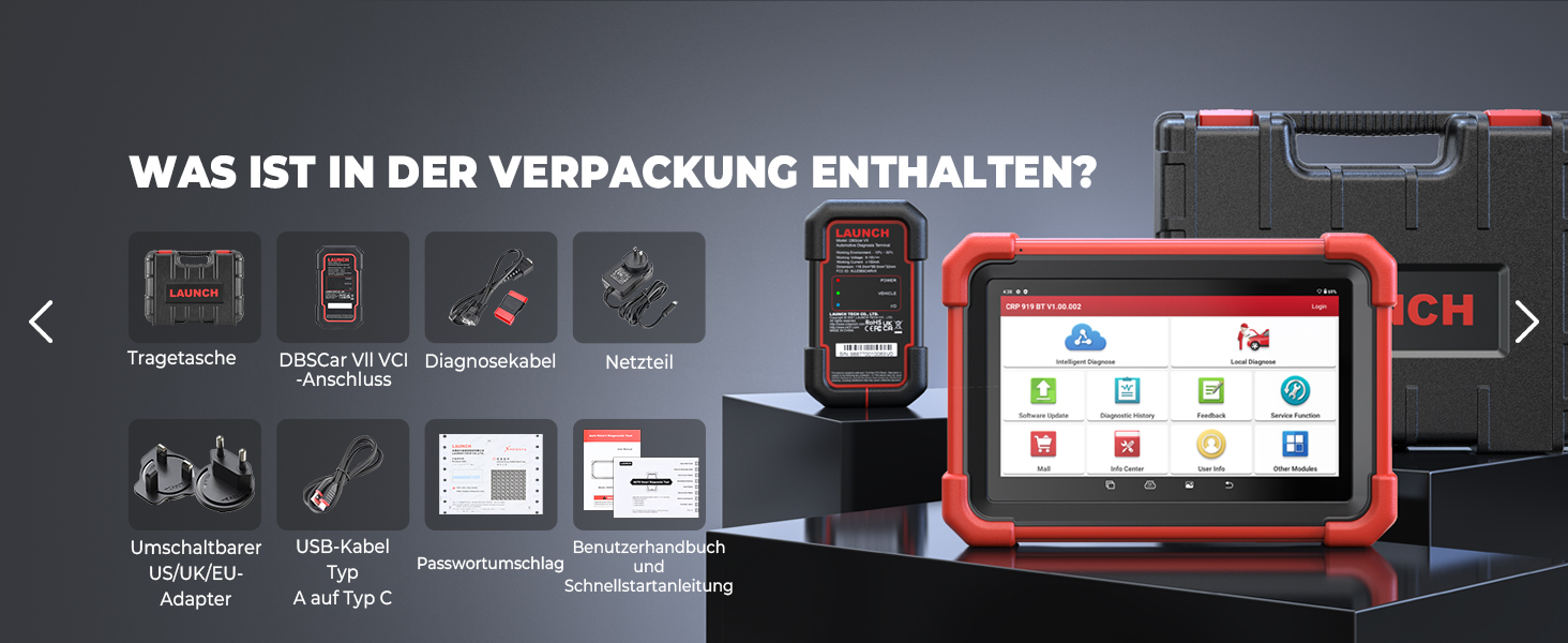 LAUNCH X431 CRP919X BT Diagnosetablet mit 7-Zoll-Display und DBSCar-VII-Bluetooth-Stecker. – Detail 14