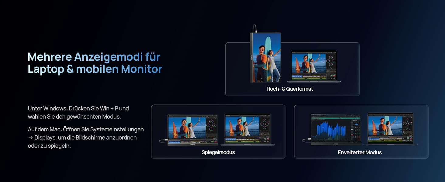 ARZOPA Z1FC tragbarer Monitor mit 16,1 Zoll Display und ausgeklapptem Standfuss – Detail 18