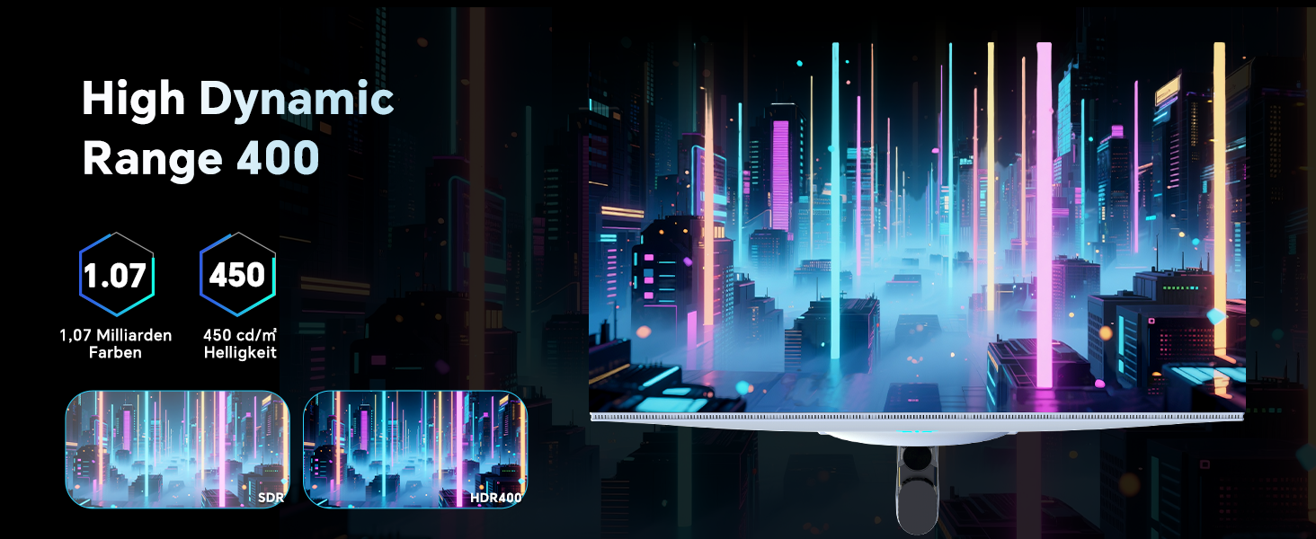 KTC H27T6: weisser 27-Zoll-Gaming-Monitor auf höhenverstellbarem Standfuss, Frontansicht. – Detail 6