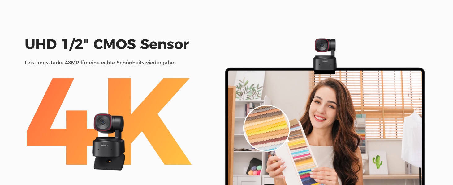 OBSBOT Tiny 2 Lite 4K-PTZ-Webcam mit beweglichem Zwei-Achsen-Gimbal – Detail 3