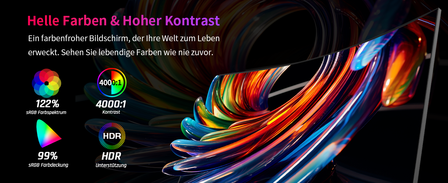KTC 32-Zoll-Curved-Monitor in Schwarz mit gekrümmtem Display auf dem Standfuss, Frontansicht. – Detail 6